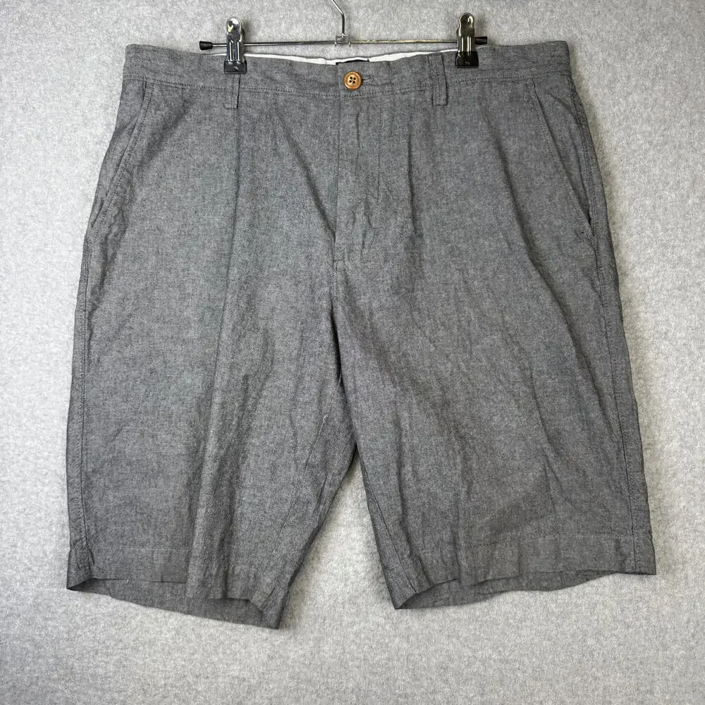 J. Crew Men's Size 35 Rivington Gray Flat Front Chino Shorts Cotton